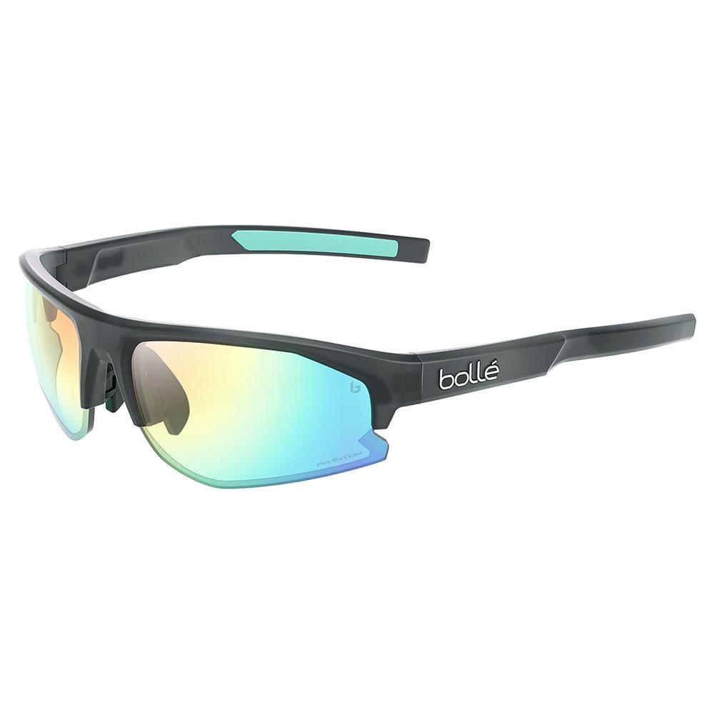 Gafas de sol de tenis Bolt S 2.0 en negro cristal mate y verde transparente fantasma
