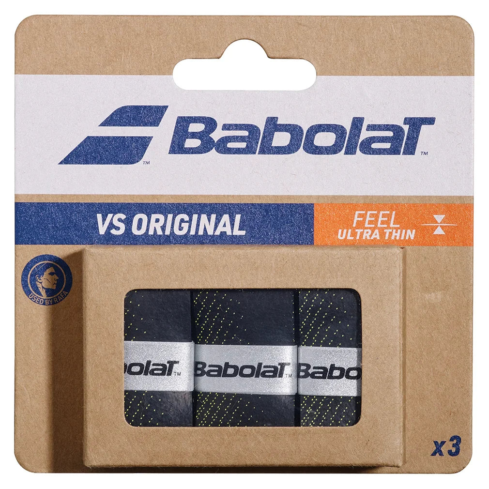 Sobregrip de tenis VS Original X 3 negro y amarillo fluorescente